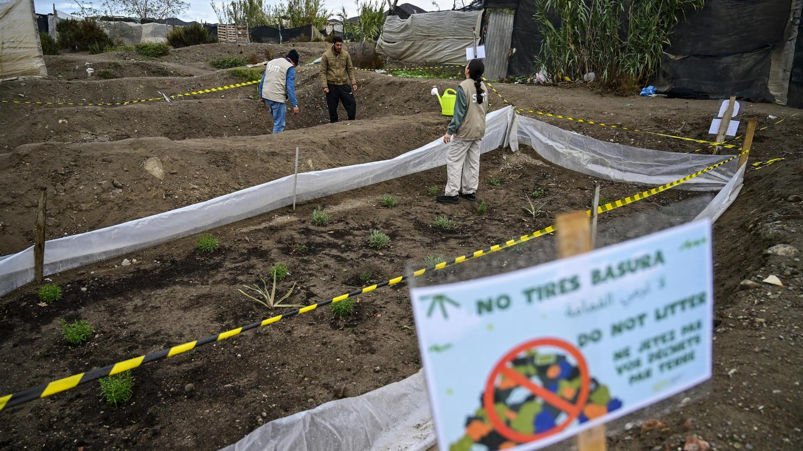 Voluntarios y residentes participan en el cuidado del huerto.