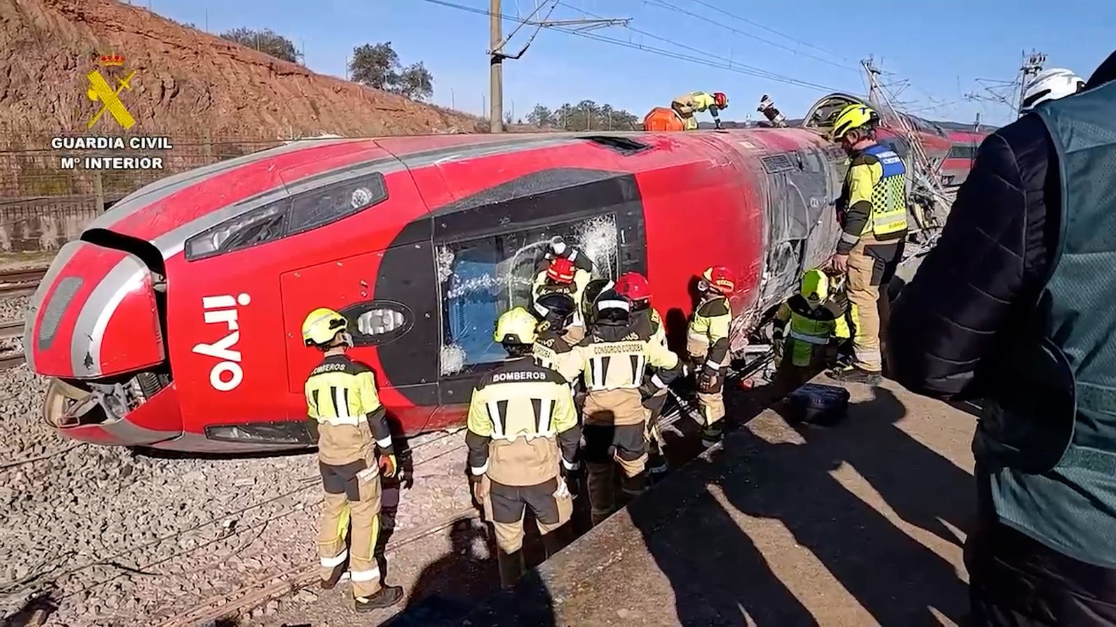 El tren descarrillado en Adamuz.