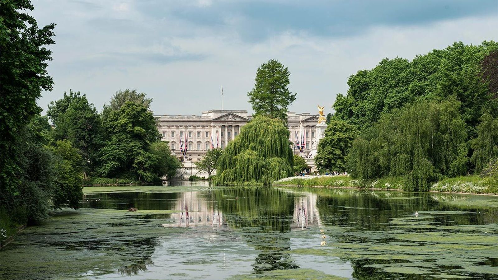 Vista del imponente lago desde al parque St. James.
