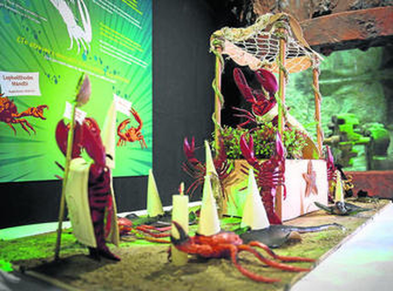 El bogavante junto al cangrejo gigante y otros crustáceo.