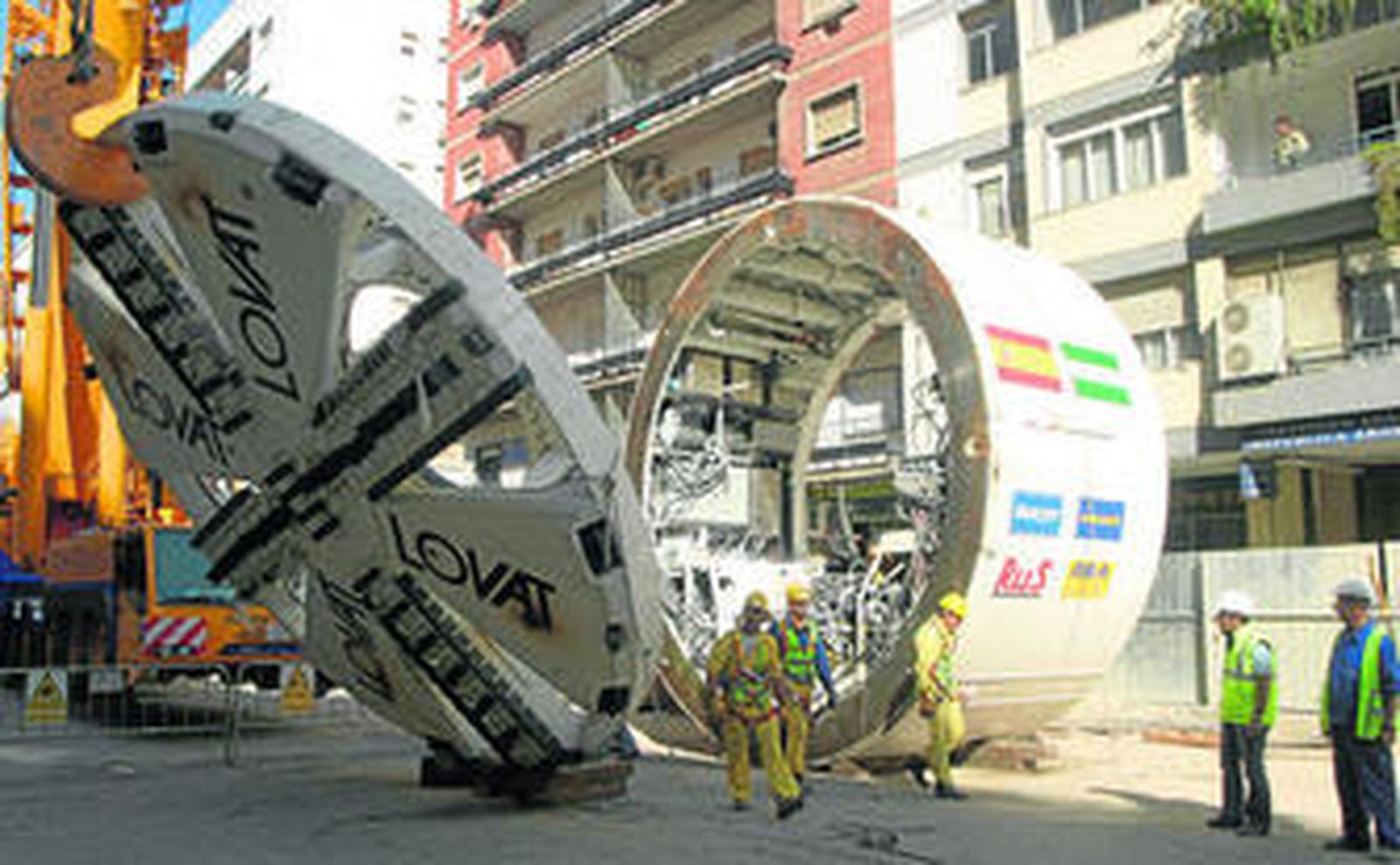 La cabeza de la tuneladora de seis metros de diámetro que se usó en la línea 1 desde Los Remedios a Viapol.