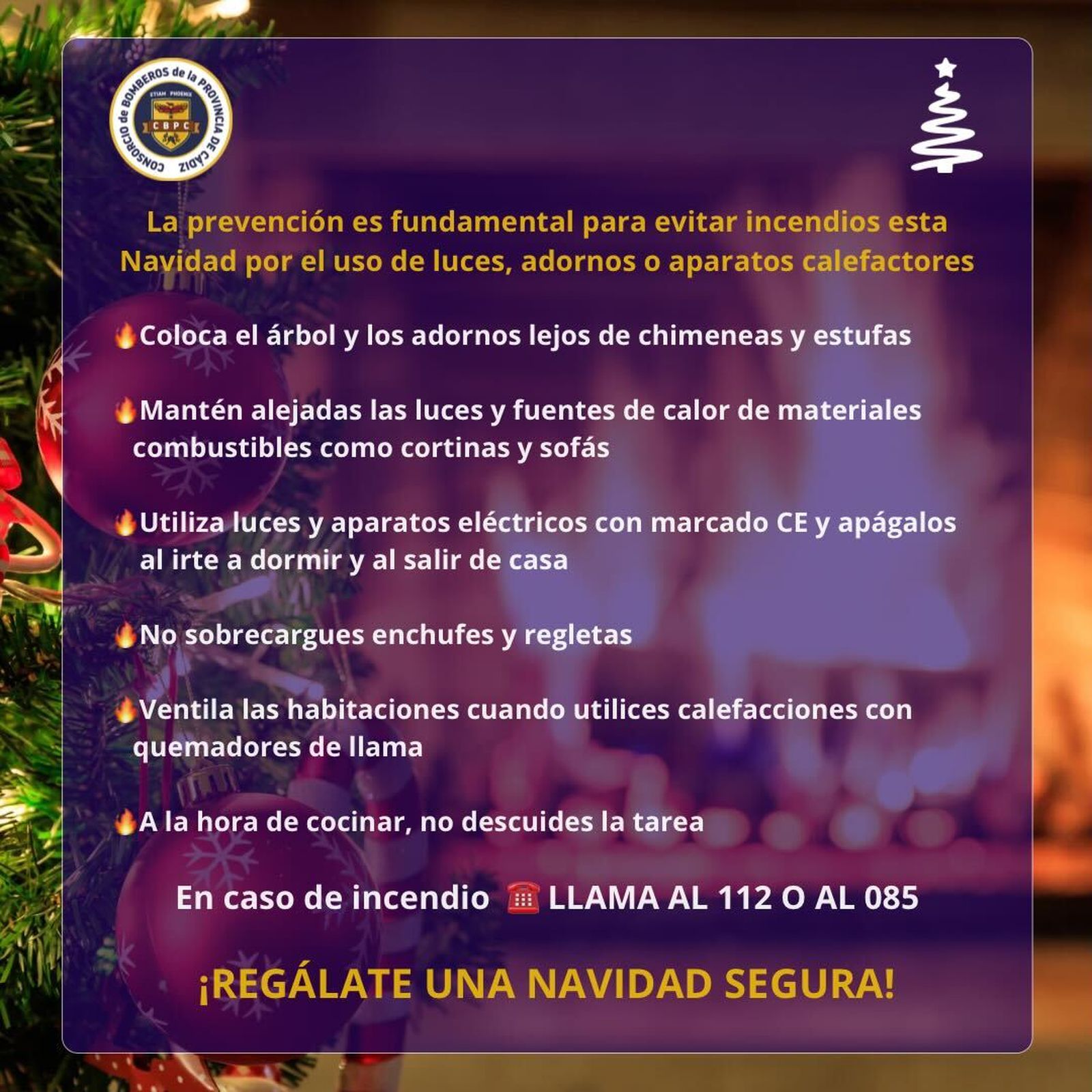 La prevención es fundamental para evitar incendios domésticos durante estas fiestas navideñas.