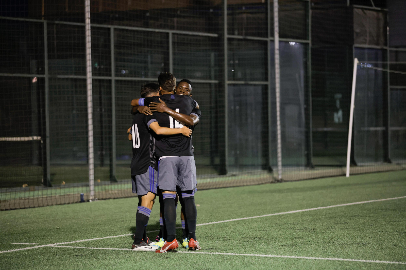 Celebración de uno de los goles del Recre.
