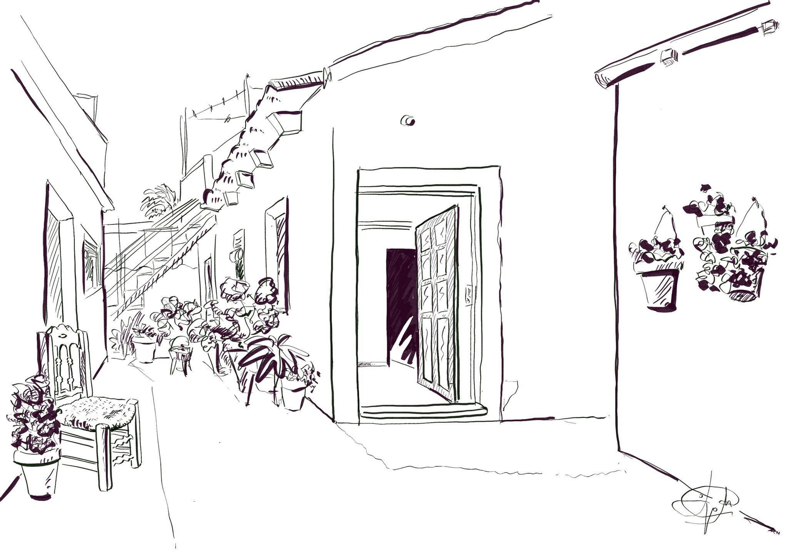 El patio de mi casa. Dibujo de Domingo El patio de mi casa. Dibujo de Domingo