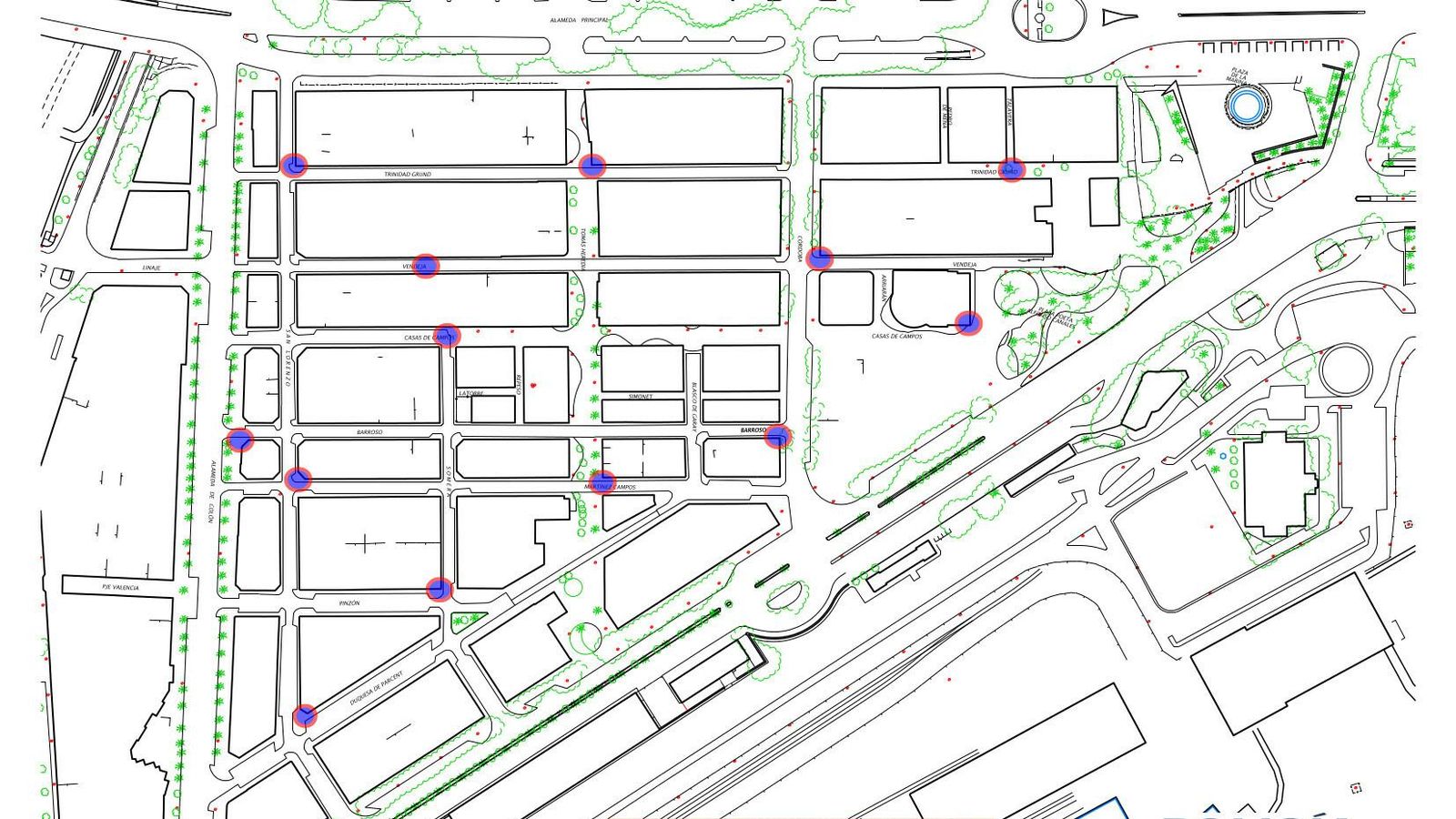 Plano de localización de las cámaras en el barrio del soho.