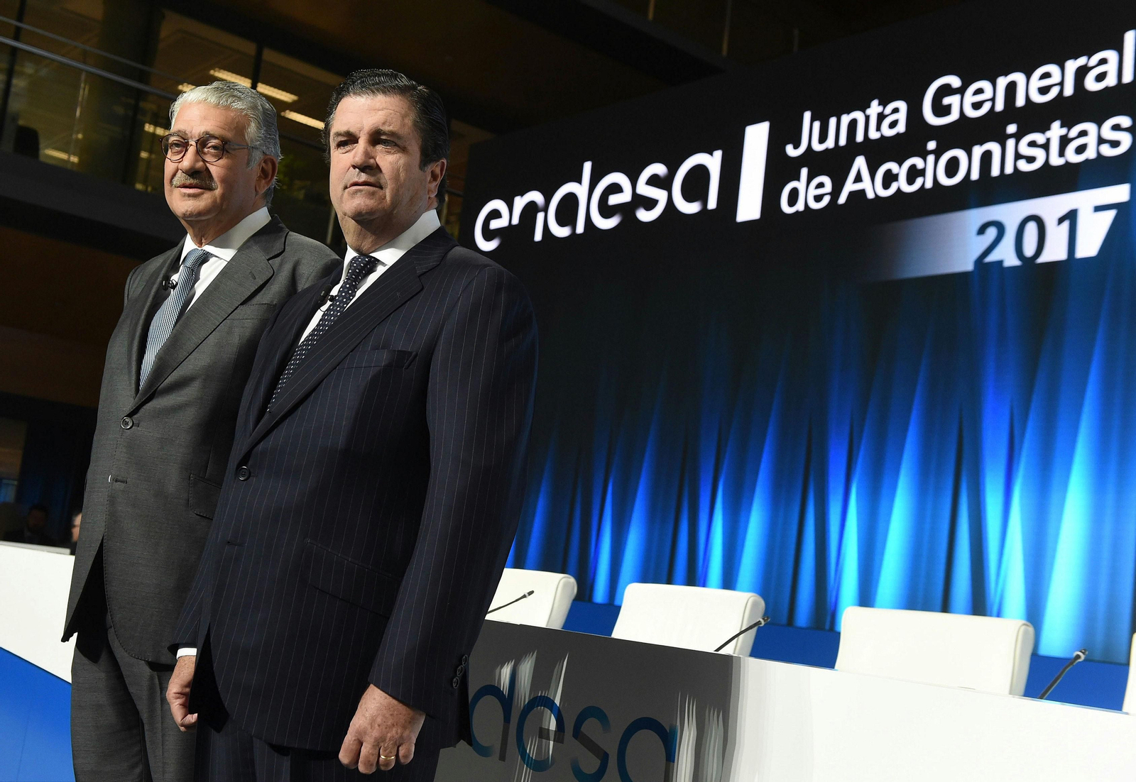 José Bogas y Borja Prado, consejero delegado y presidente de Endesa, respectivamente, en la junta de accionistas de 2017.