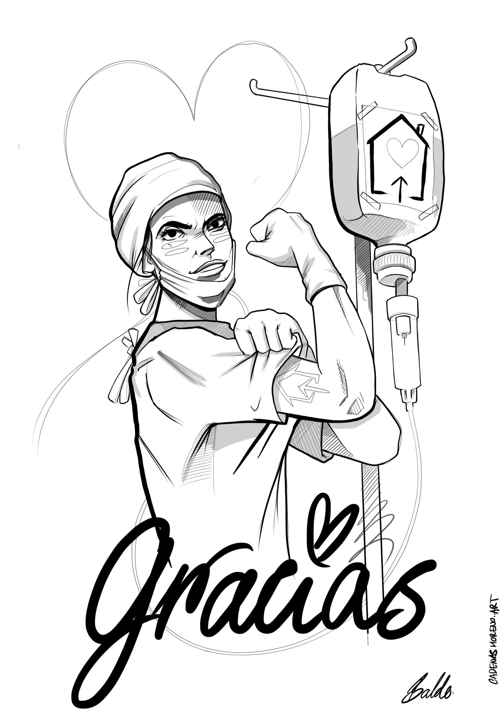 Los sanitarios también son los protagonistas de estas ilustraciones.