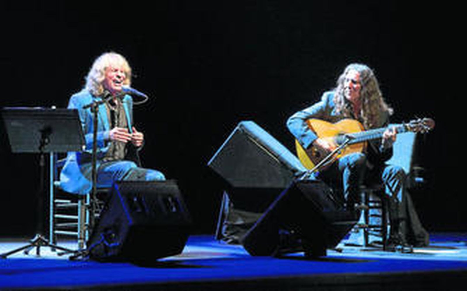 José Mercé junto a Tomatito en los primeros instantes de su recital en la Bienal, donde no participaba desde 2008.