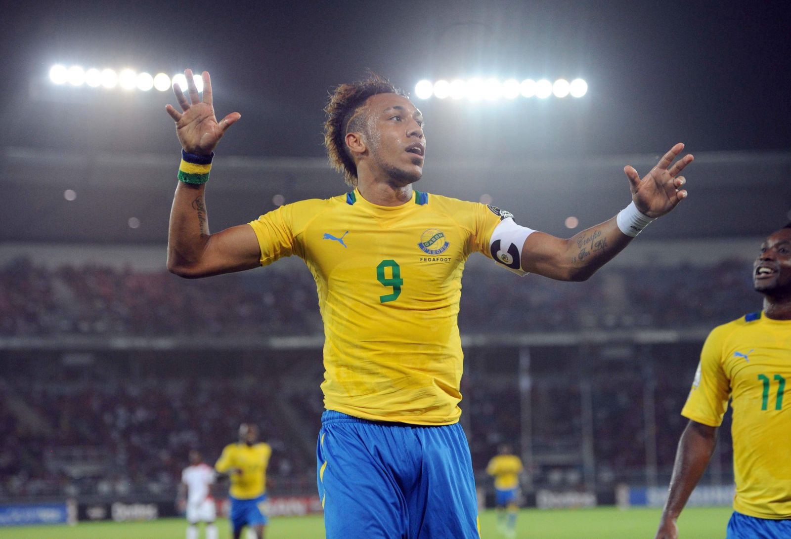 Aubameyang, con la camiseta de Gabón, anfitriona del torneo.