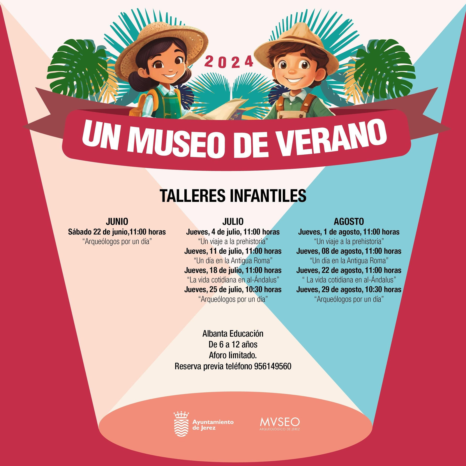 El Museo Arqueológico de Jerez propone, en su actividad Museo de Verano, un taller infantil denominado 'un día en la Antigua Roma' este jueves 11 de julio a las 11:00 horas, en la sede del espacio museístico. El taller infantil destinado a niños de edades comprendidas entre 6 y 12 años.  Este taller será impartido por Albanta Educación. Aforo limitado. Es necesario hacer reserva previa llamando al teléfono 956149560.