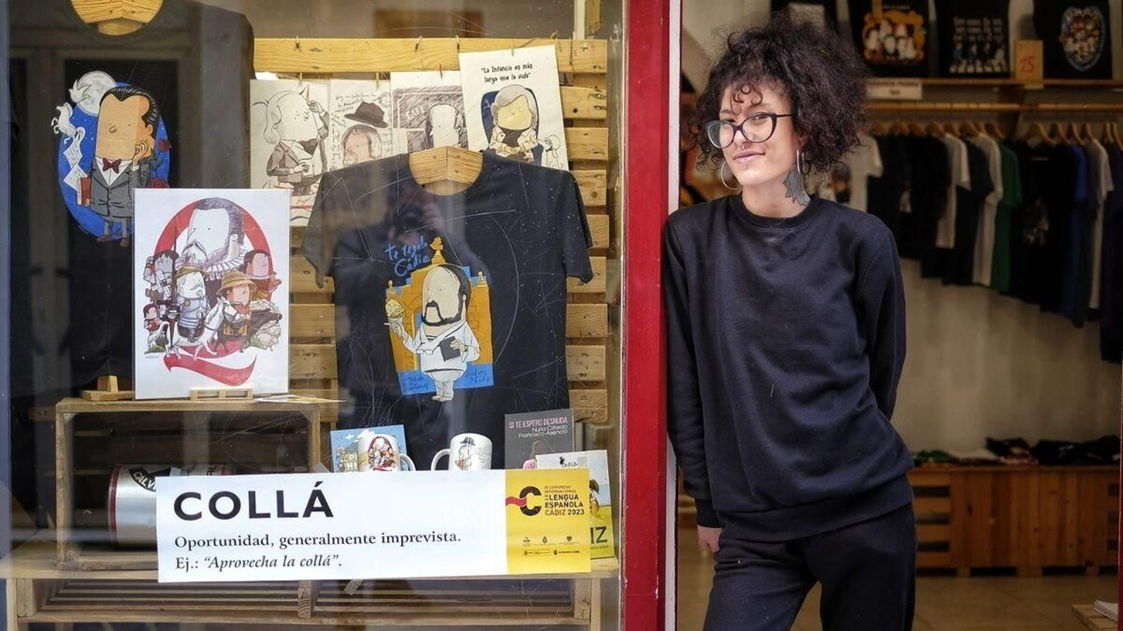 Una imagen de la tienda Calvichi´s durante el Congreso de la Lengua de Cádiz.