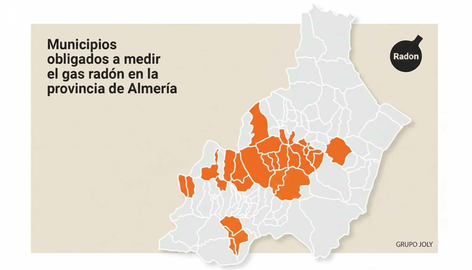 23 municipios deben medir el gas radón en la provincia de Almería.