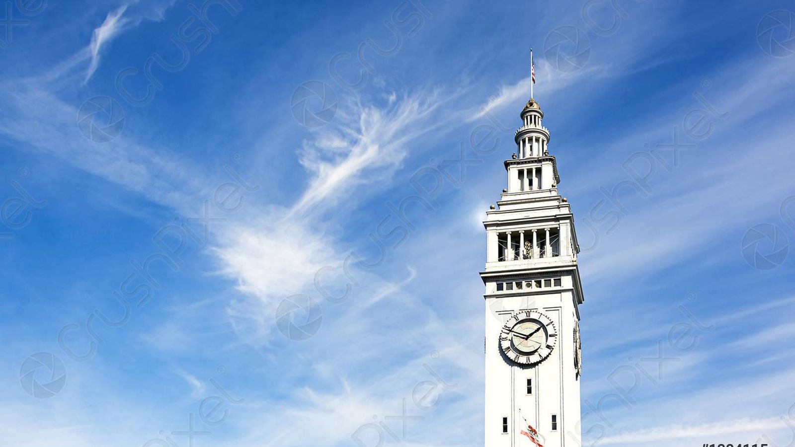 La torre del reloj del Ferry Building en San Francisco