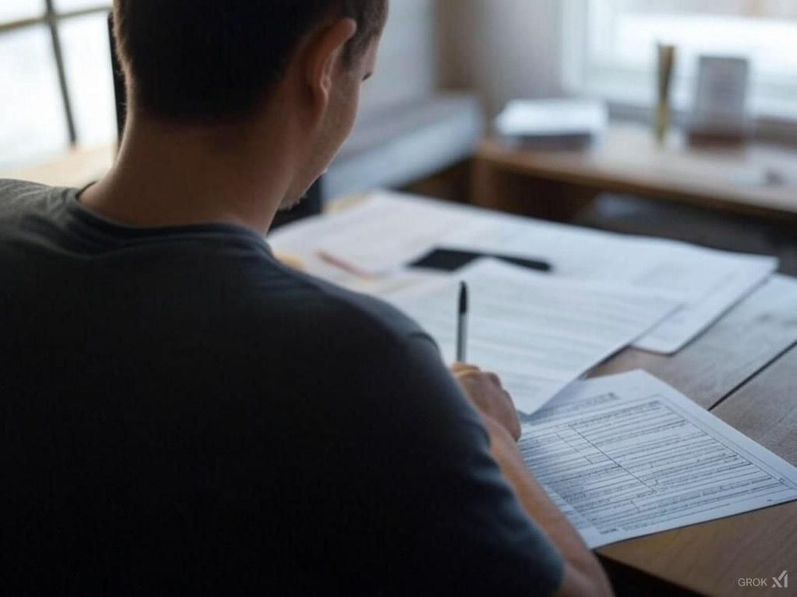 Una persona realiza una declaración de la renta