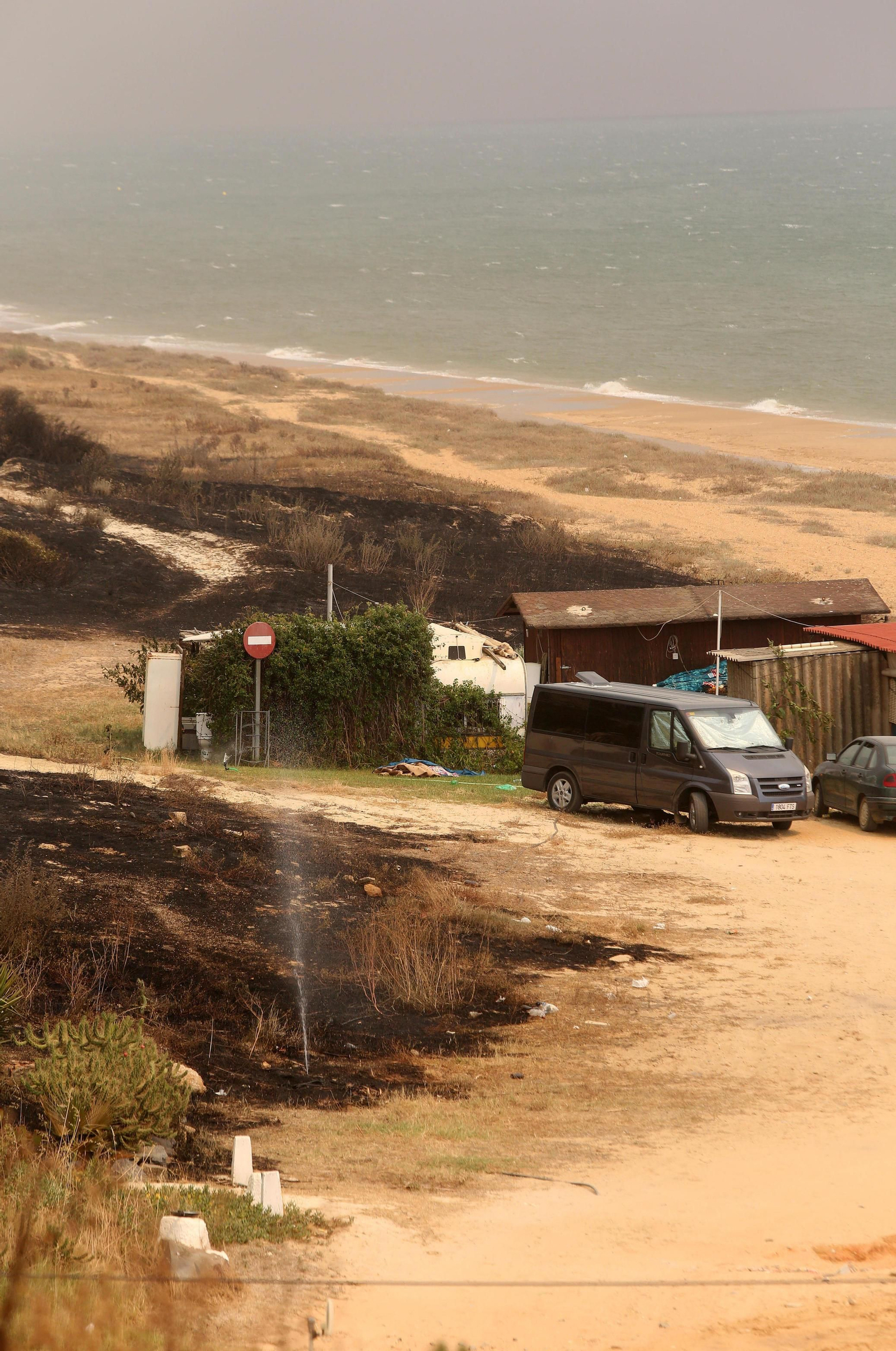 Las consecuencias del incendio en Mazagón