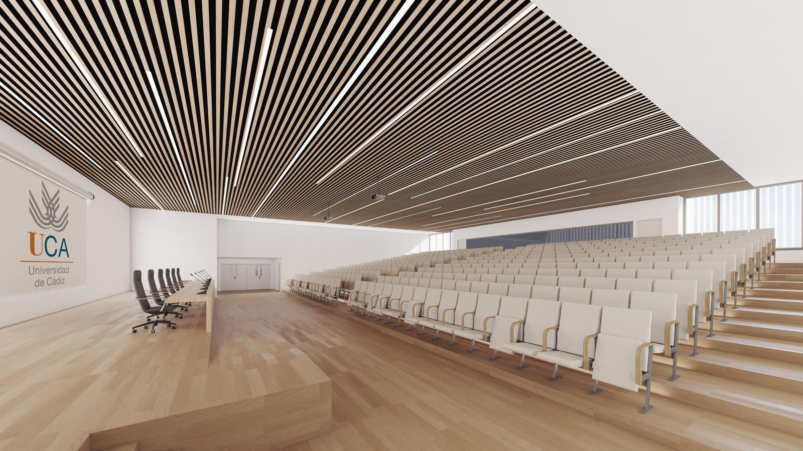 Una imagen recreada del futuro salón de actos.