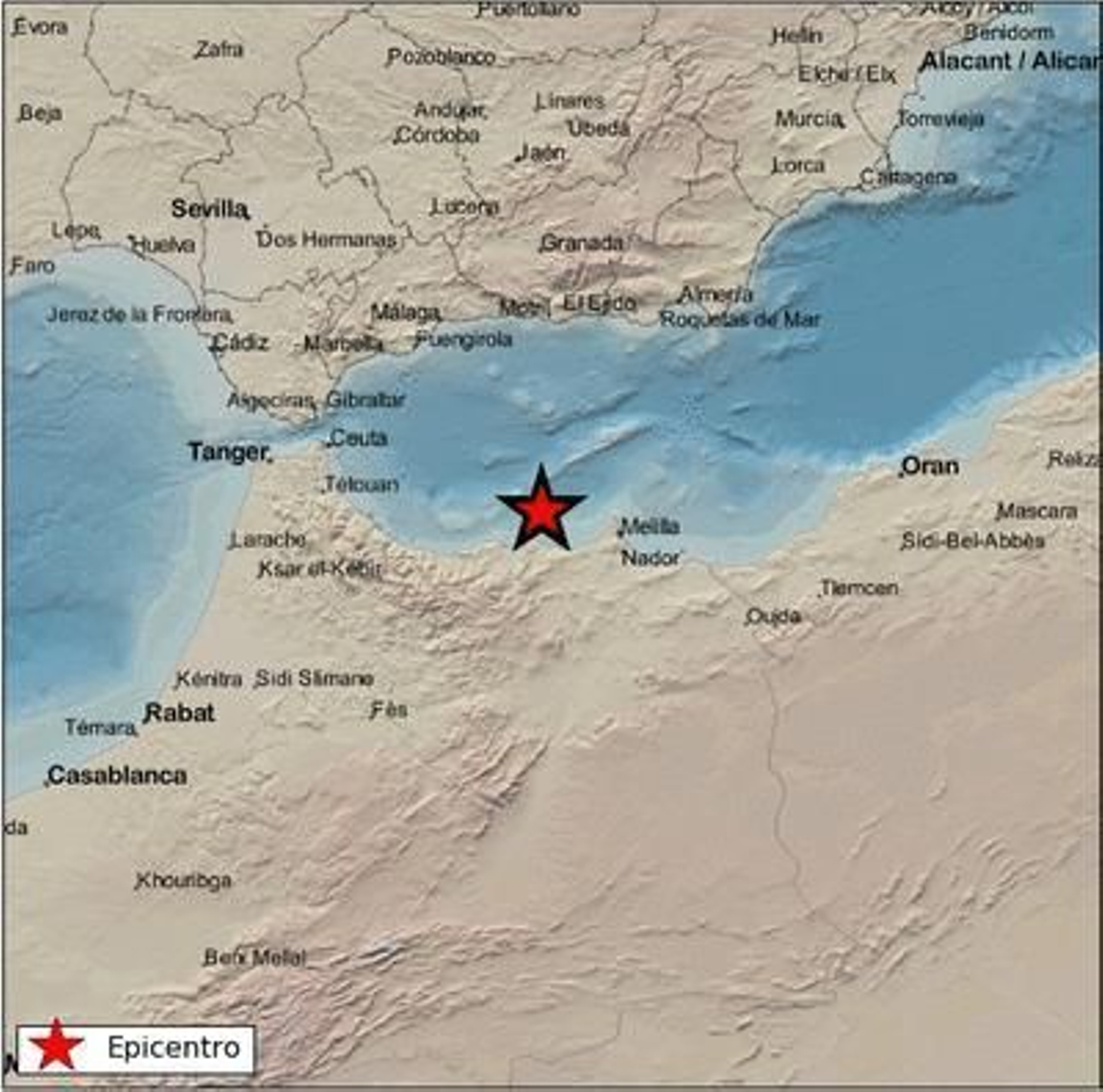 Terremoto en el Mar de Alborán este viernes a las 14.35 horas.