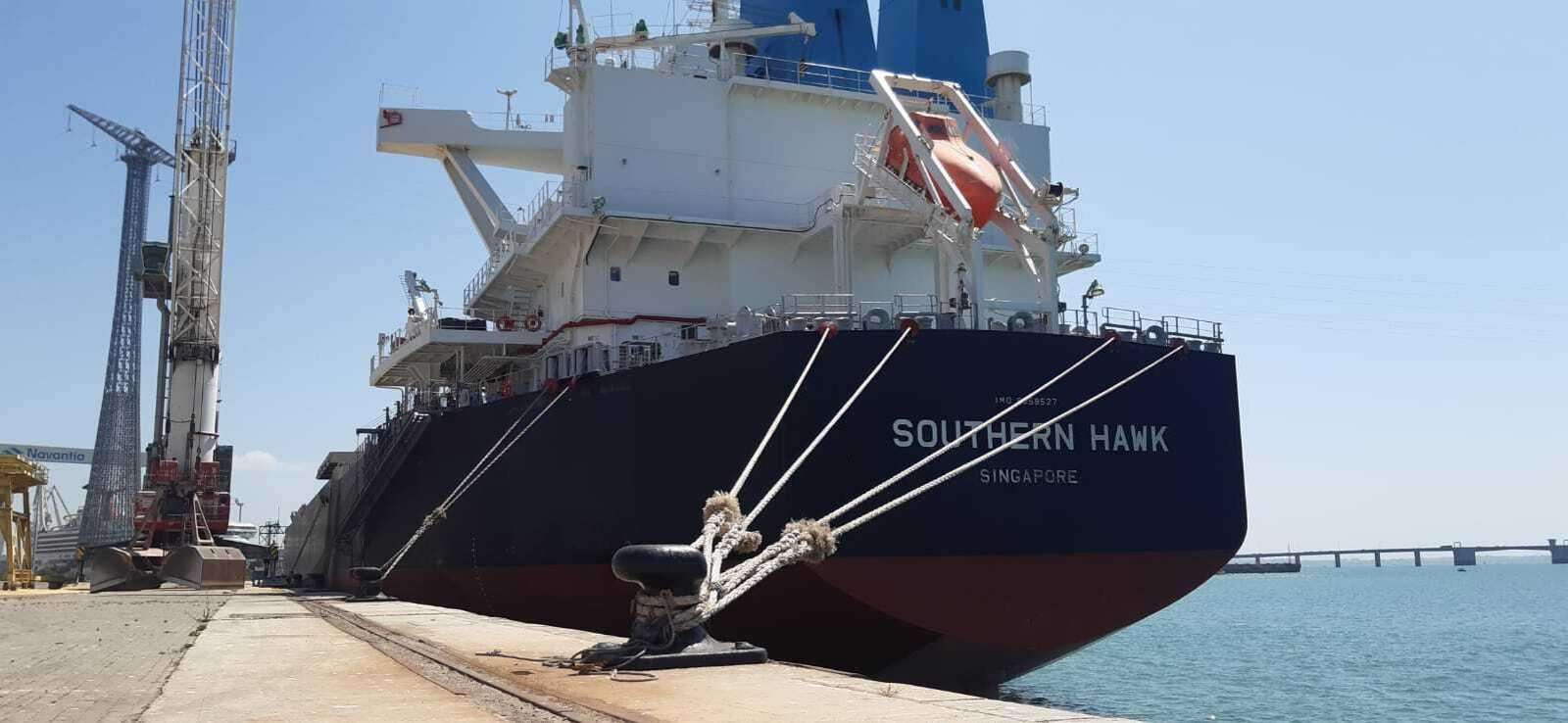 El Southern Hawk, atracado en el Muelle de La Cabezuela de Puerto Real.