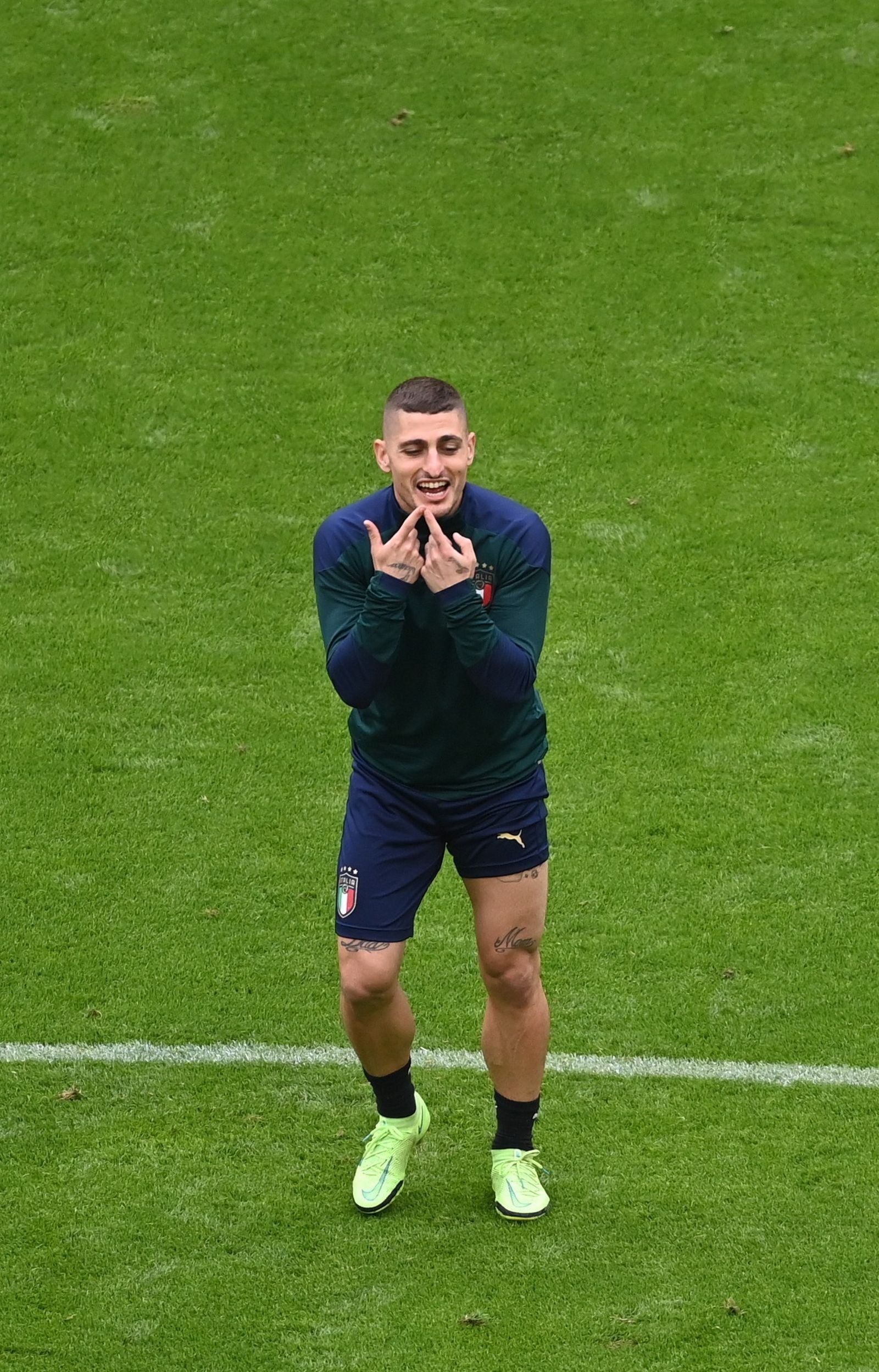 El medio italiano Marco Verratti, en el entrenamiento de ayer en Múnich.
