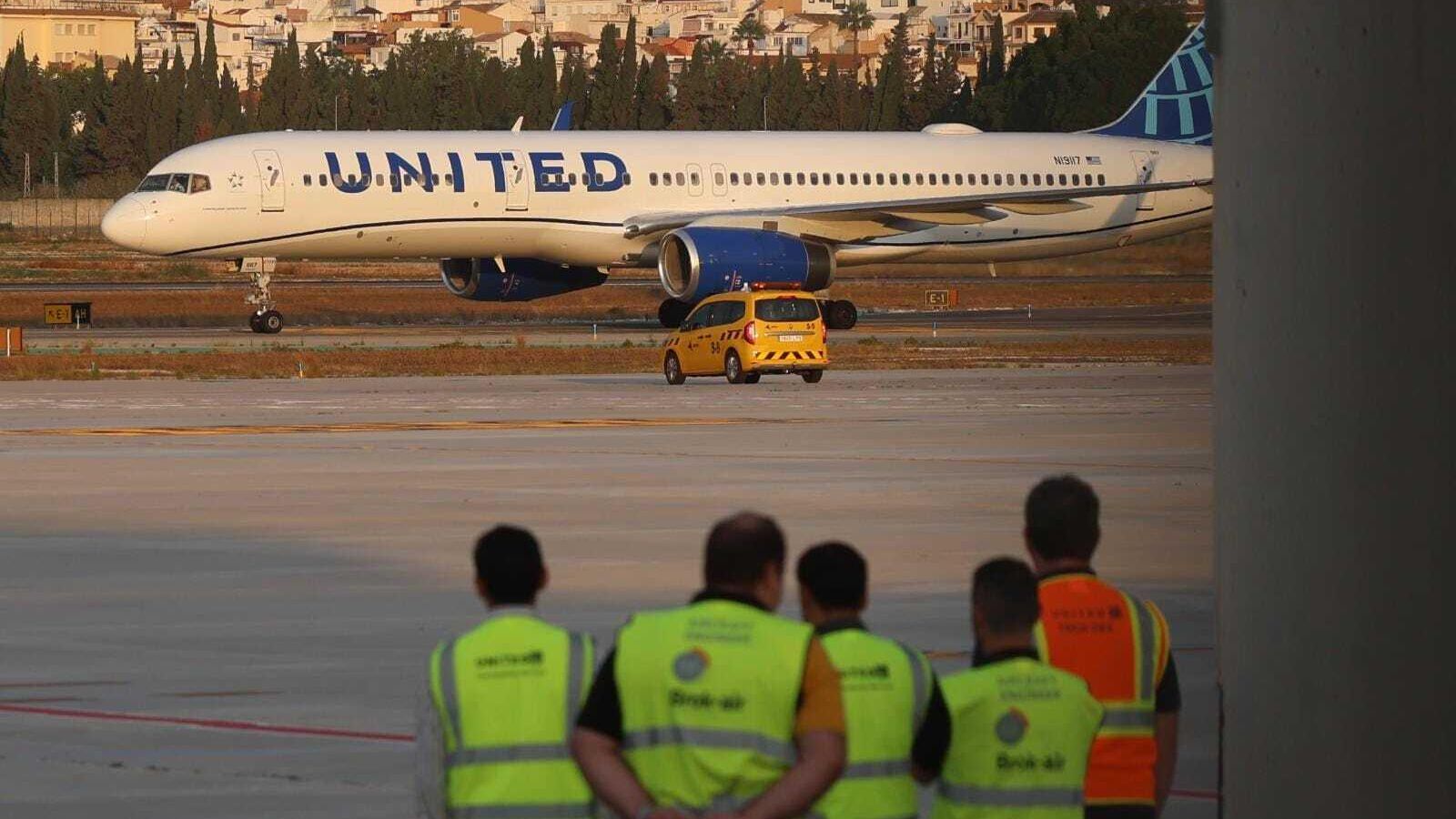 El avión de United Airlines que ha llegado a Málaga desde Nueva York