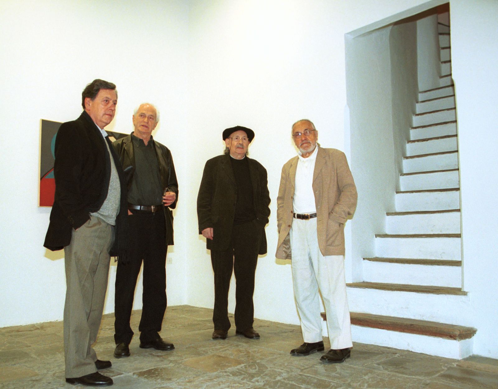 Cuenca, Serrano, Ibarrola y Pepe Duarte, en la galería de arte sevillana en el año 2002.