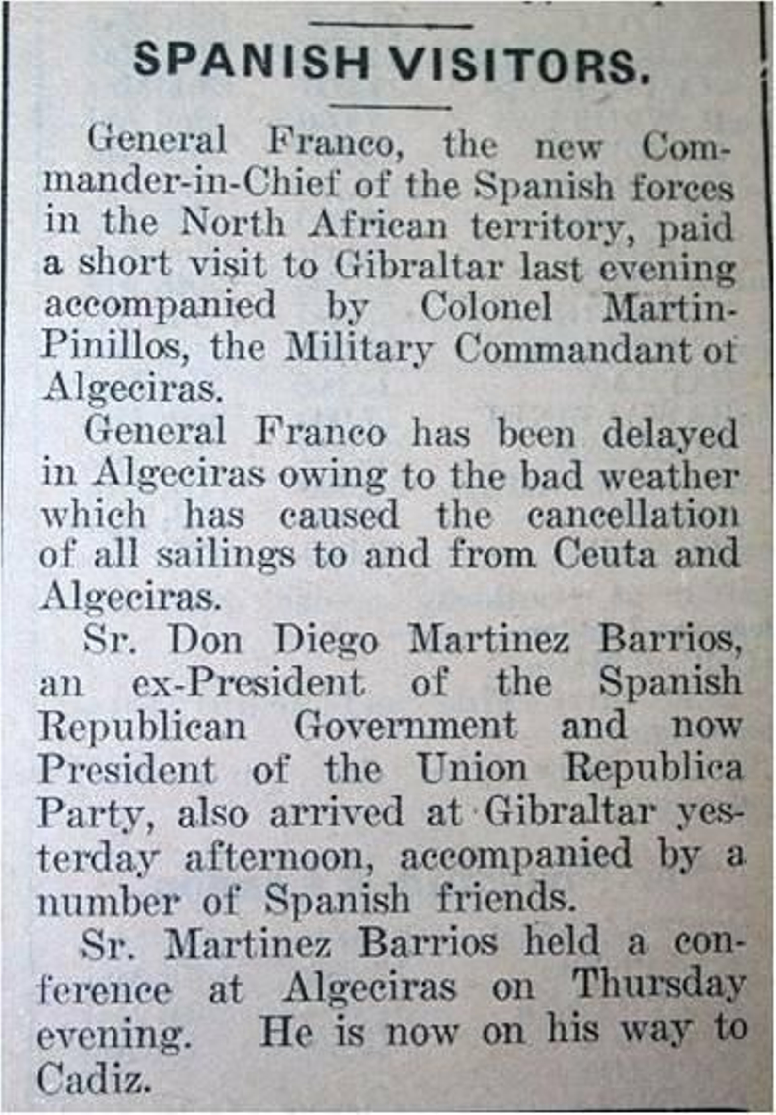 La noticia de Gibraltar Chronicle.