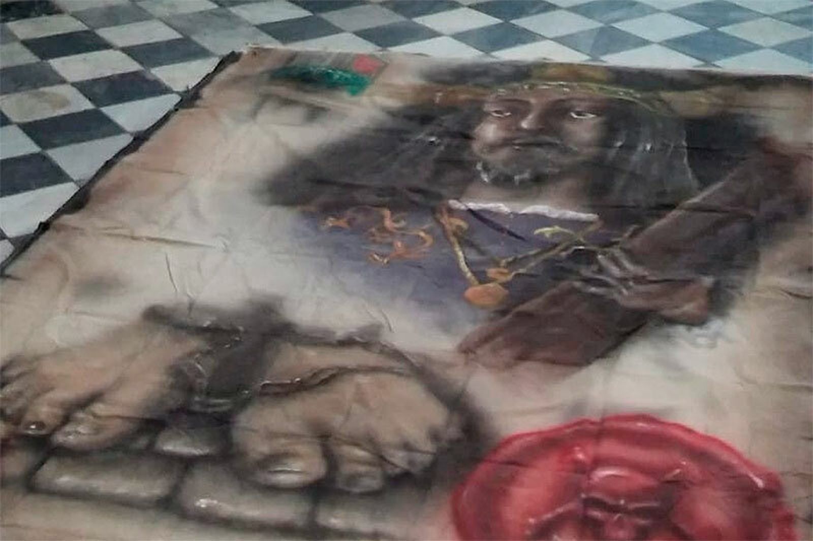 El forillo que adornará el escenario de la gala solidaria del Nazareno.