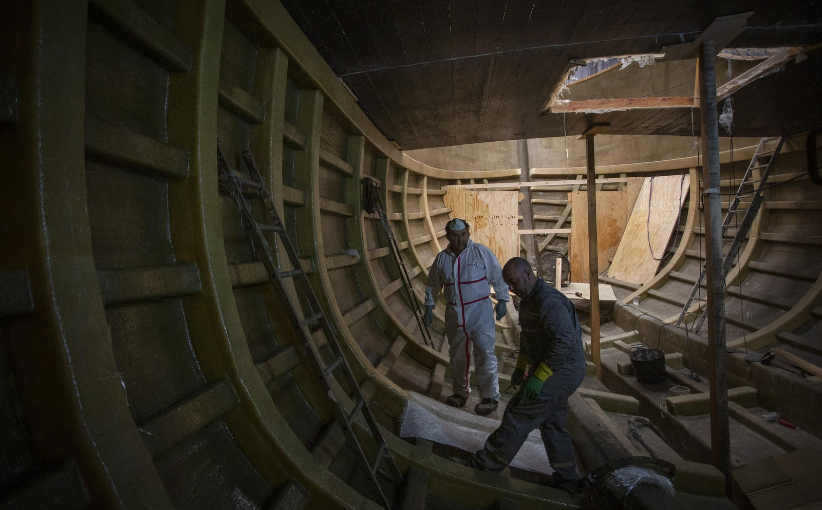 La Nao Victoria 500 se construye en un astillero de Punta Umbría