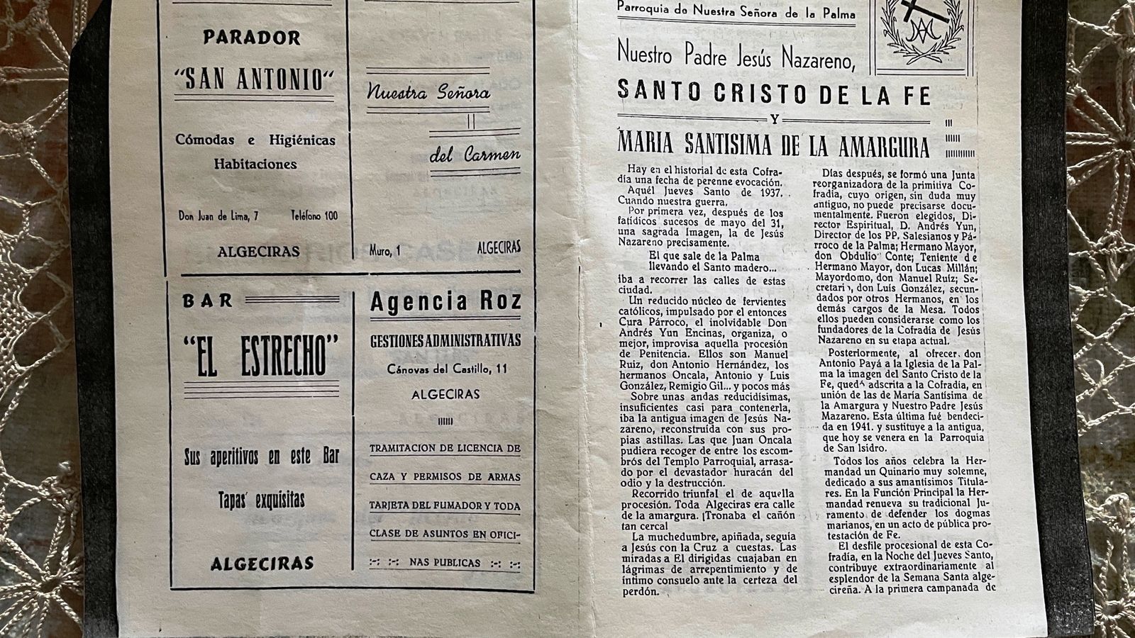 El programa de Semana Santa de 1945.