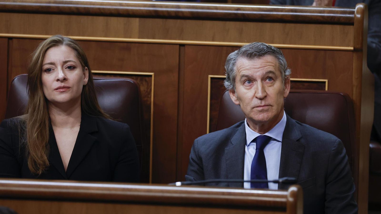 Esther Muñoz, junto a Alberto Núñez-Feijóo, en el Congreso de los Diputados.