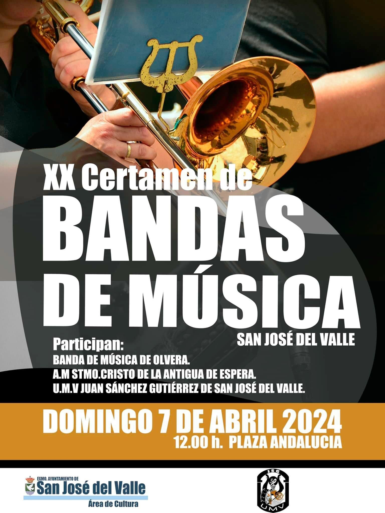 Cartel del XX Certamen de Bandas de Música, San José del Valle.