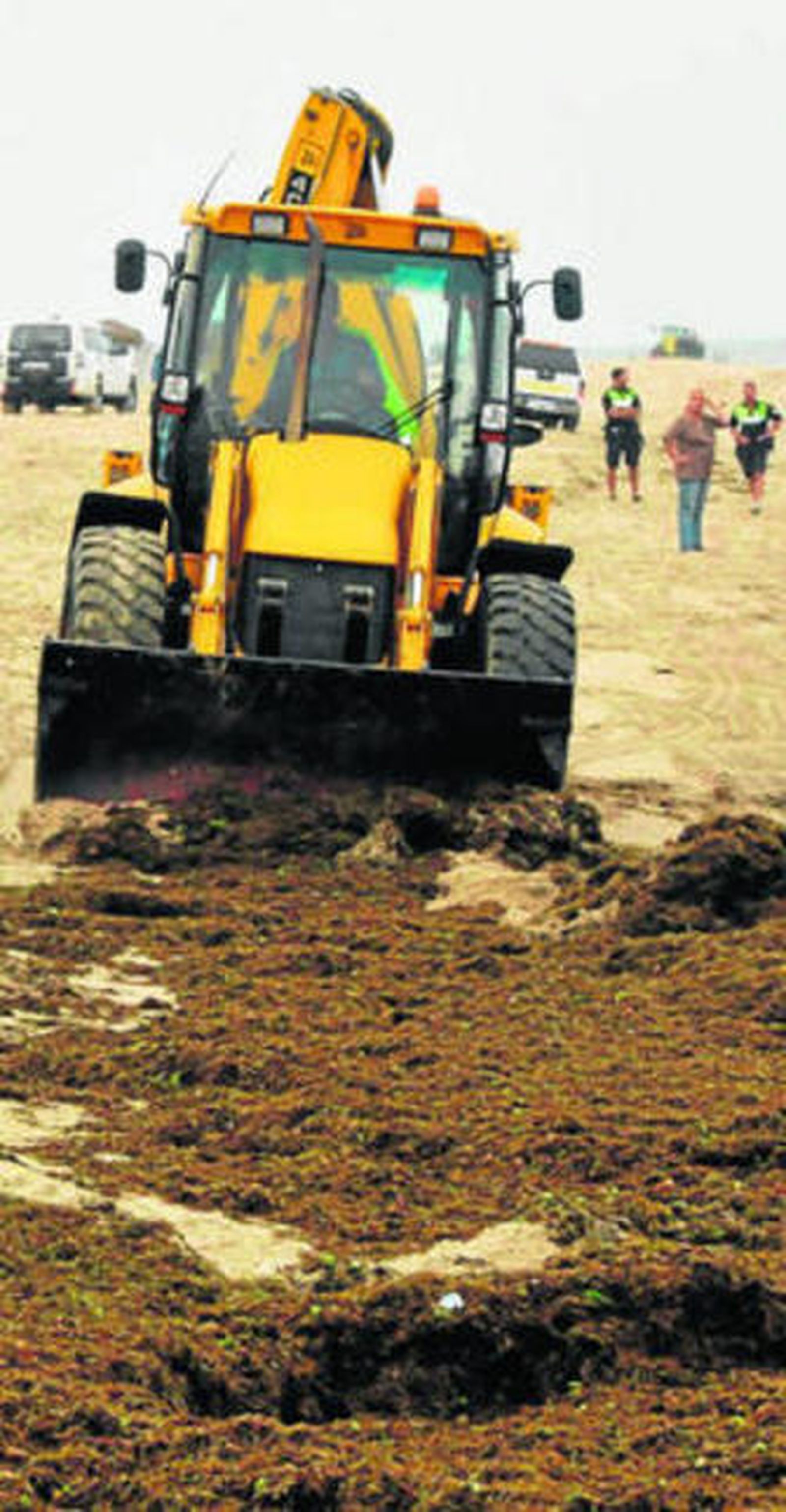 Uno de los camiones durante los trabajos de limpieza.