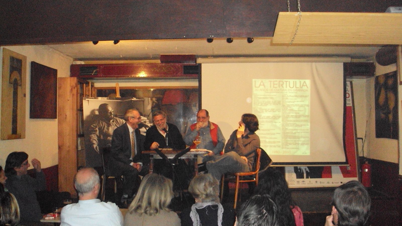 Poker de andreses.  Vázquez de Sola, Cárdenas, Sopeña y Neuman, en un acto en La Tertulia