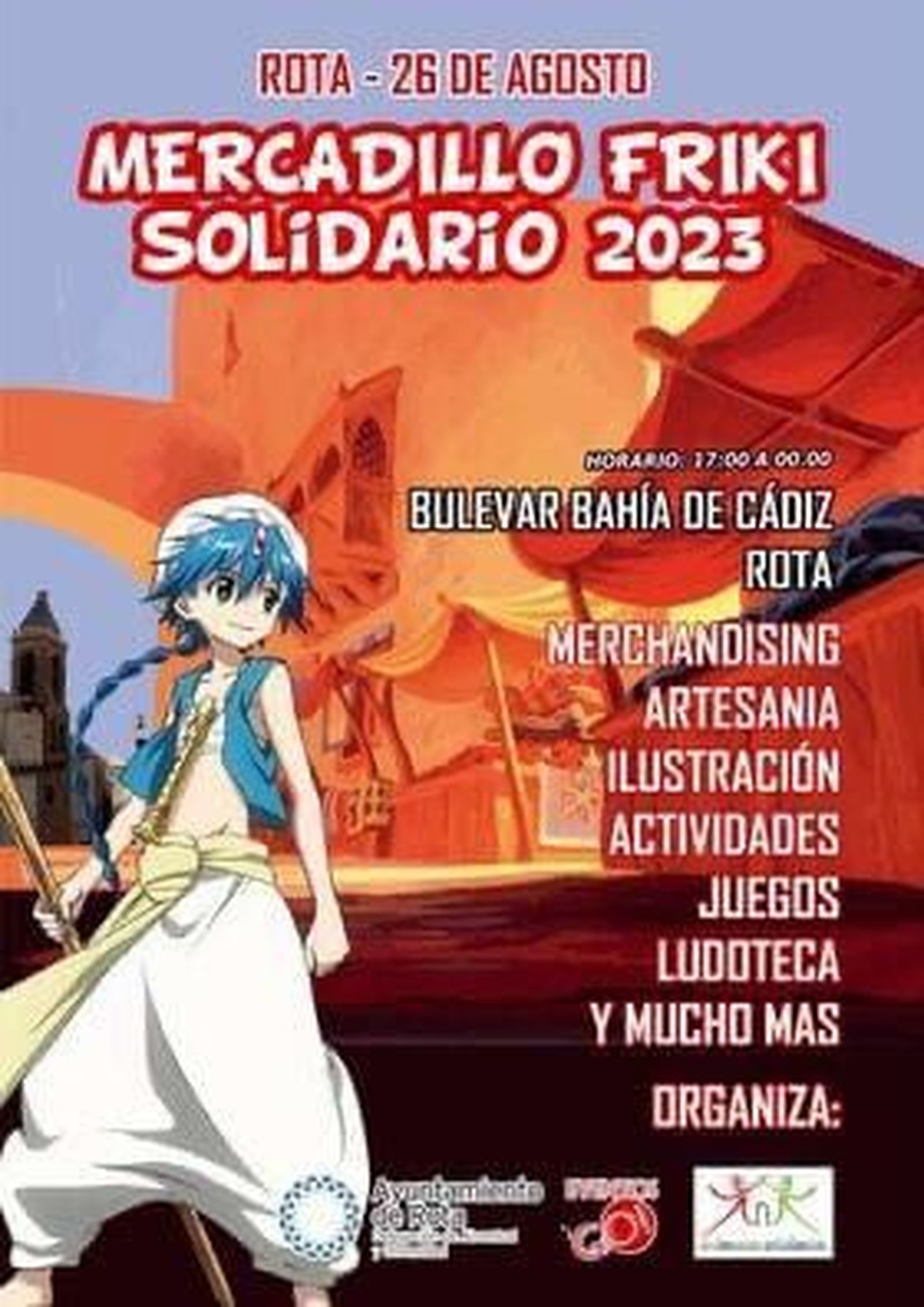 Cartel Mercadillo Friki Solidario 2023.
