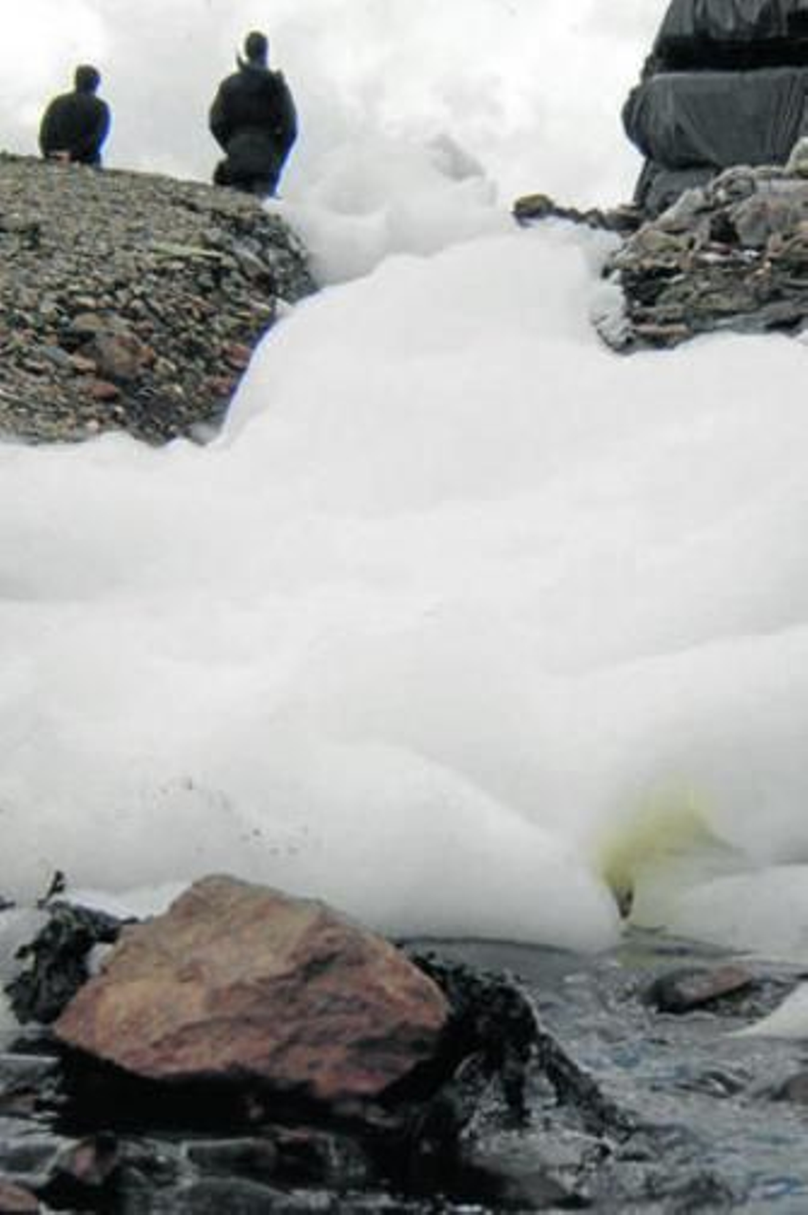 Dos agentes de Medio Ambiente inspeccionan el vertido, ayer.
