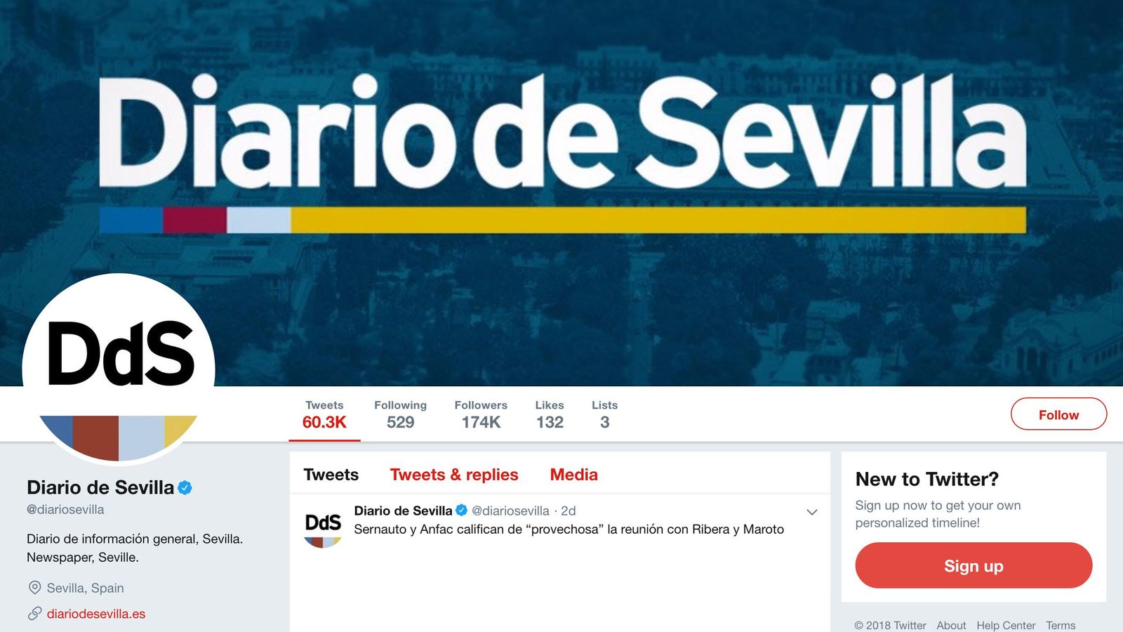 Imagen del perfil de Diario de Sevilla en Twitter