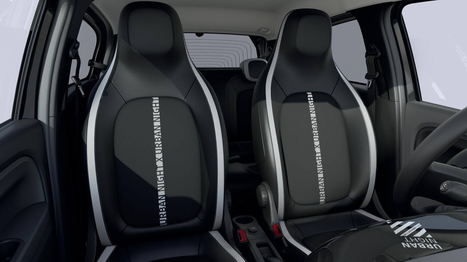 La tapicería también es específica con una serigrafía semejante a la que se encuentra en diferentes lugares de este Twingo.