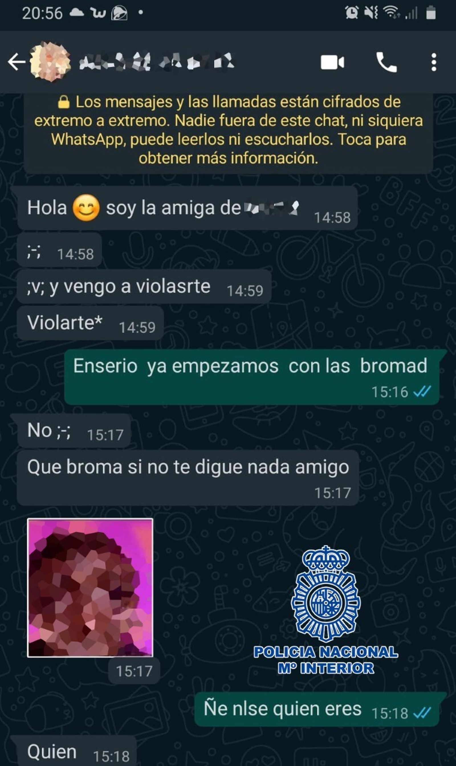 Uno de los mensajes con las jóvenes.