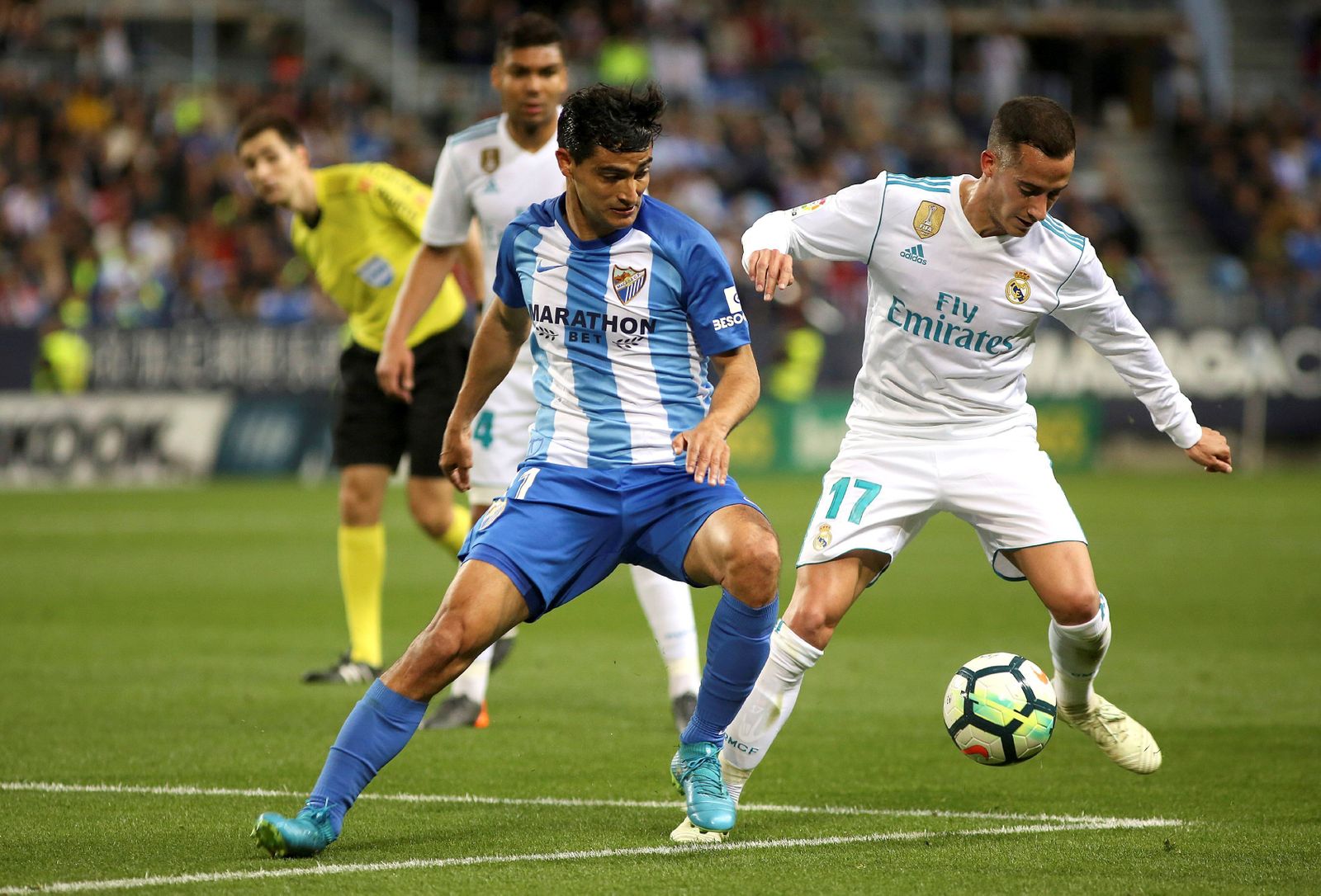 Chory Castro y Lucas Vázquez, en un lance del último partido entre Málaga y Real Madrid.