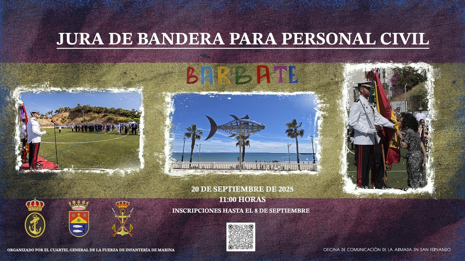 Cartel anunciador de la jura de bandera civil en Barbate. Cartel anunciador de la jura de bandera civil en Barbate.