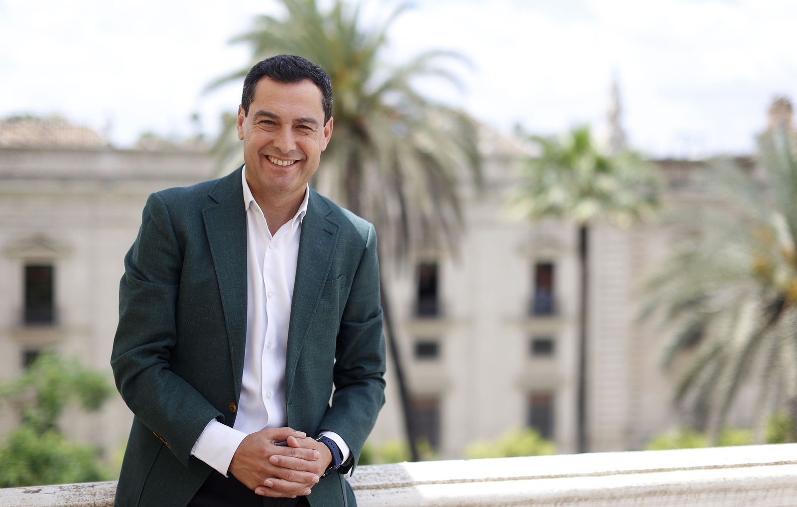 Juanma Moreno, este viernes en la sede del PP.