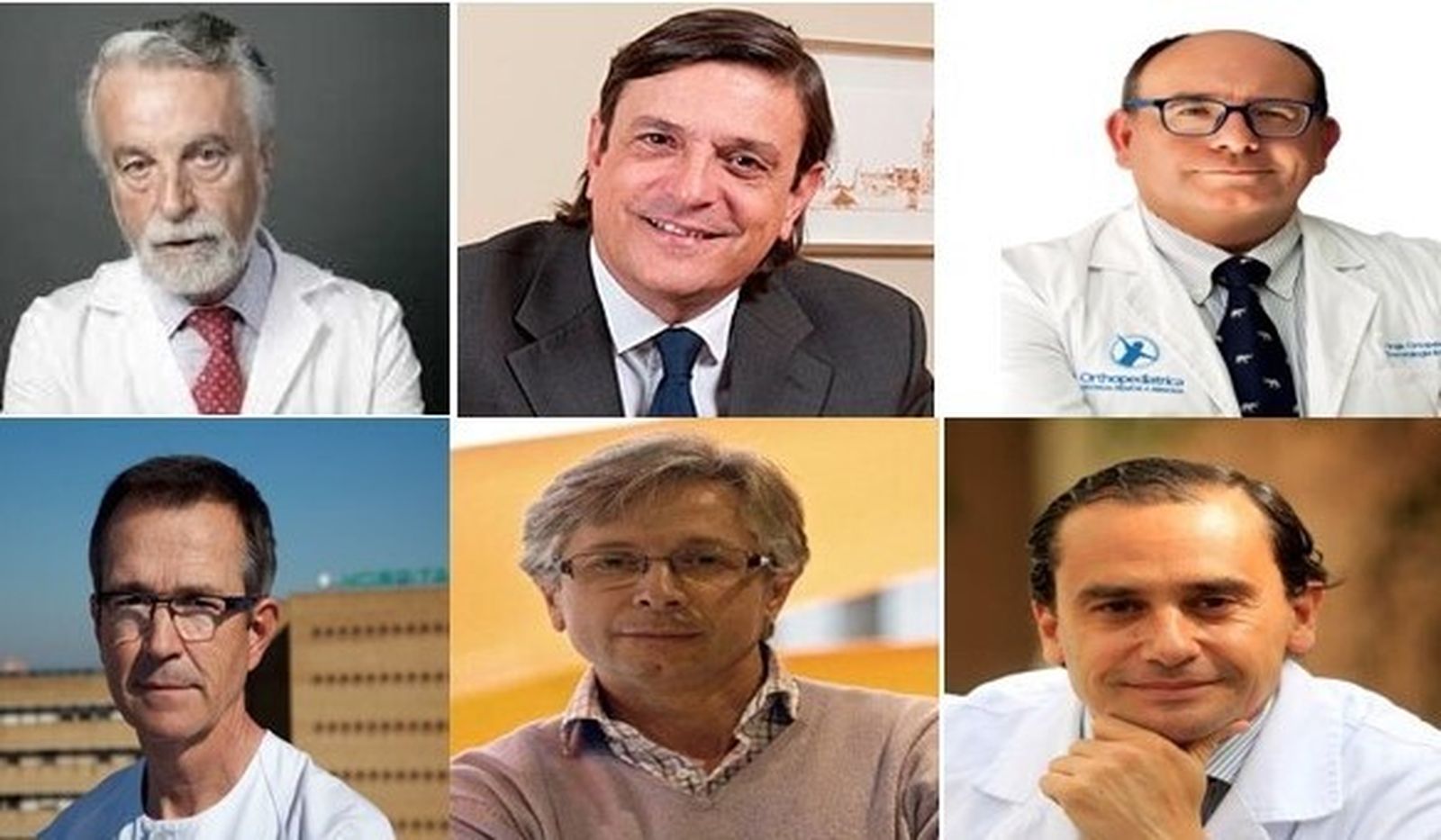 De izquierda a derecha y de arriba hacia abajo, los doctores Francisco Trujillo Madroñal, José Luis Gutiérrez Pérez , David Miguel Farrington, Pedro Tomás Gómez Cía, Guillermo Antiñolo y Salvador Morales Conde.