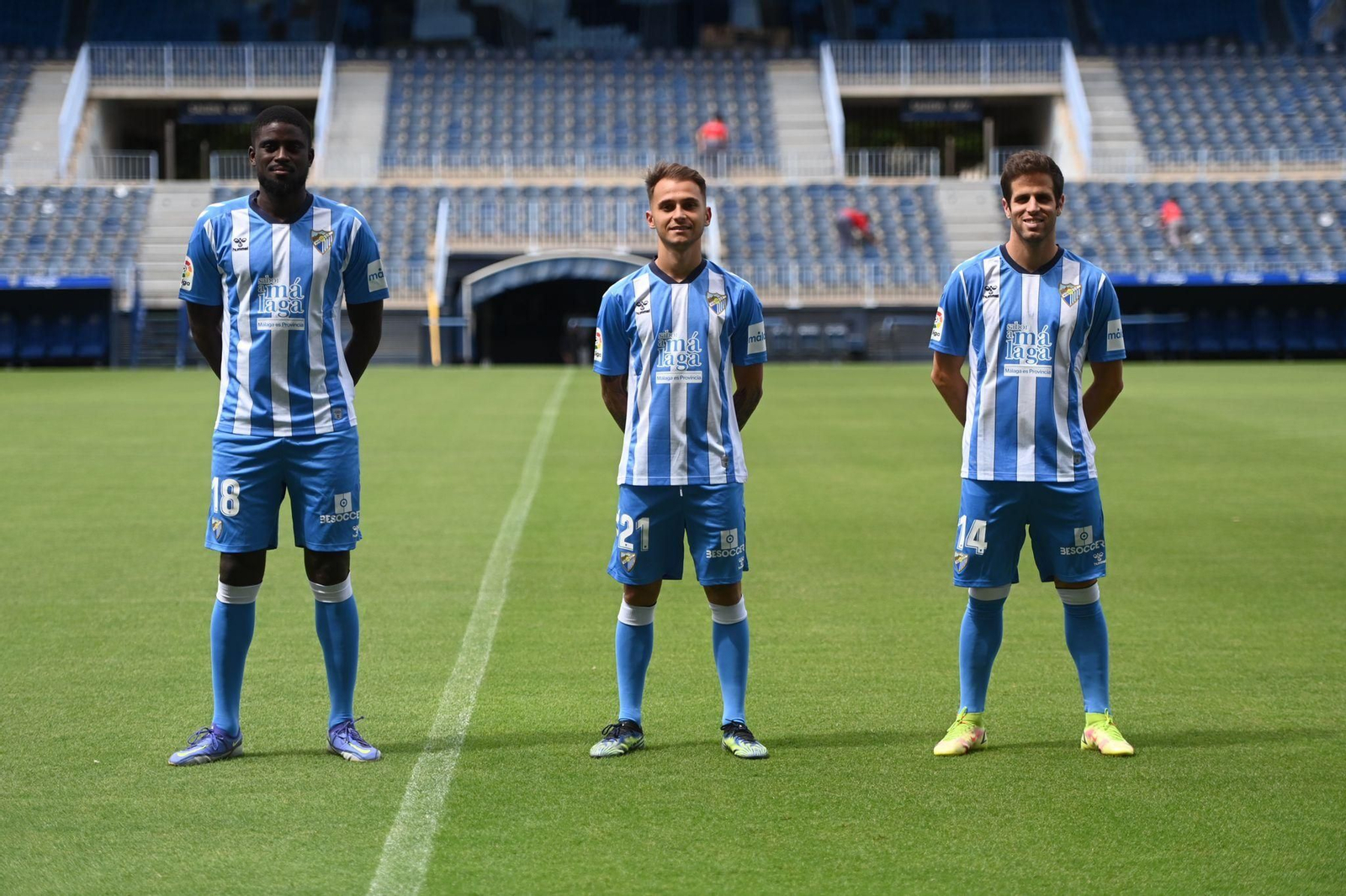 N'Diaye, Villalba y Hervías posan en La Rosaleda.