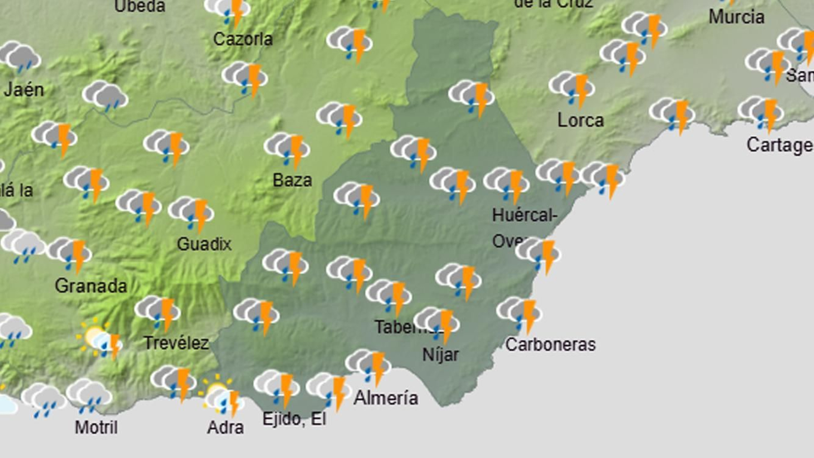 Tiempo previsto para el domingo 14 de diciembre por la mañana en Almería.