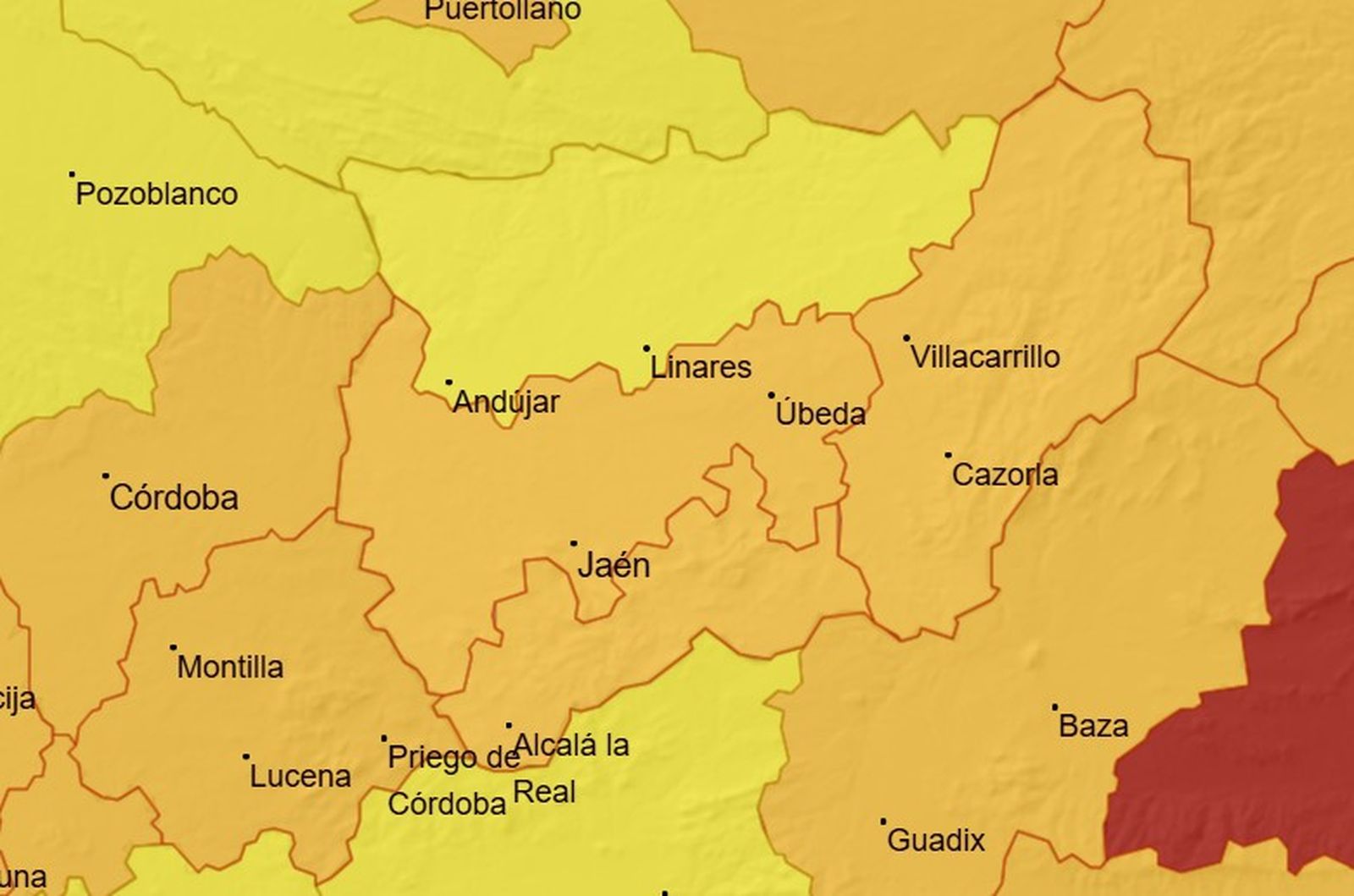 Alerta amarilla y naranja en Jaén.