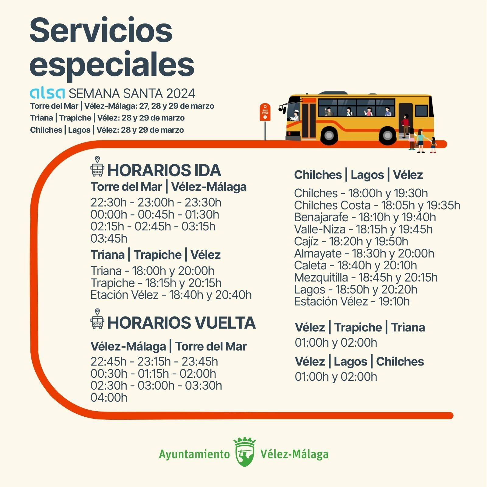 Programación de los autobuses gratuitos durante la Semana Santa