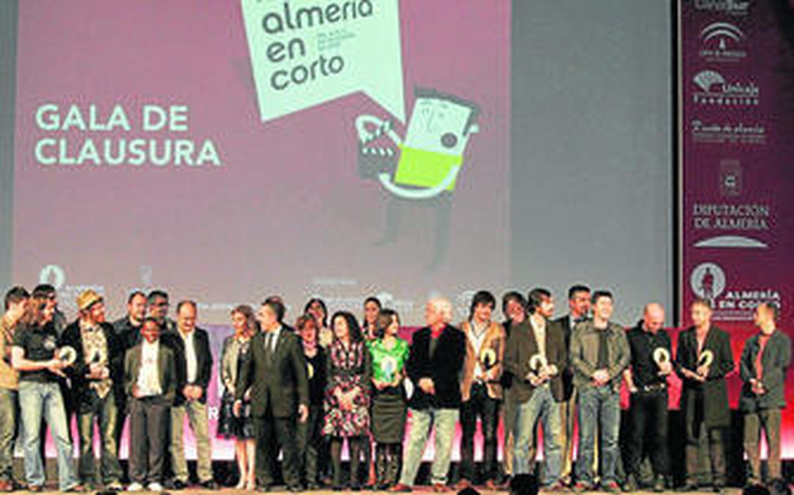 Los premiados de la octava edición del Festival Internacional de Cortometrajes 'Almería en corto'.