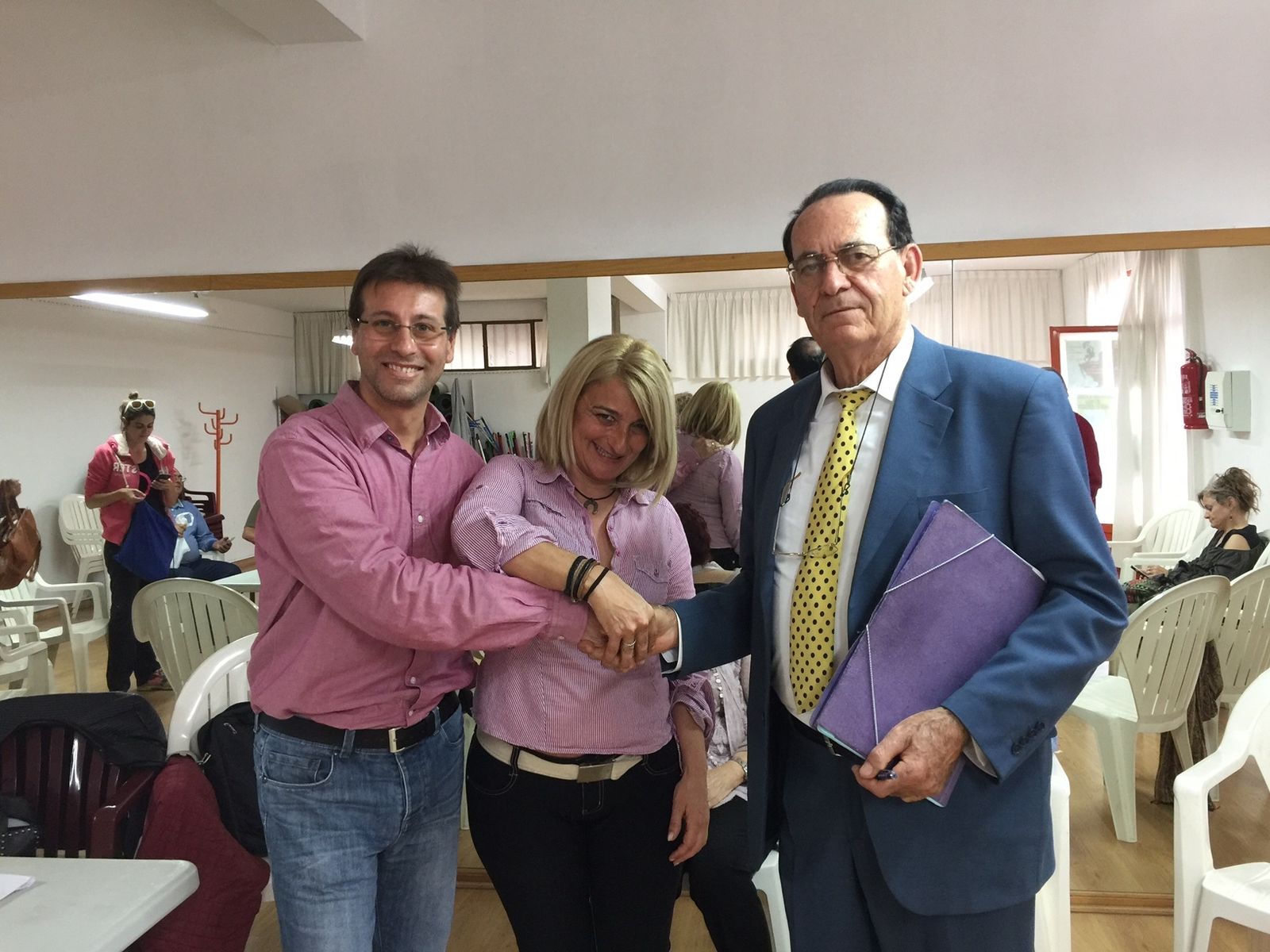 Ramiro Téllez, Eva de Jorge y Martín Giménez tras la reunión celebrada el sábado.