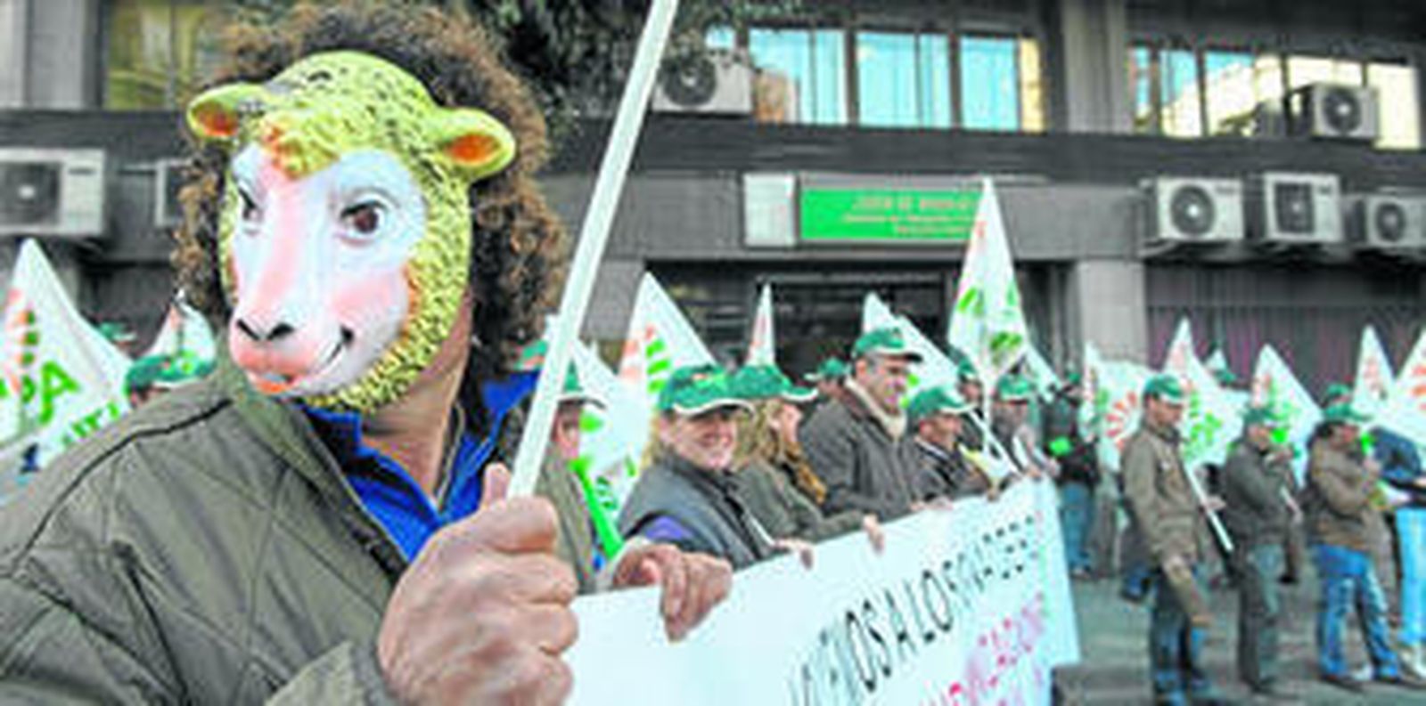 Manifestación de ganaderos en Jaén convocada por UPA el pasado 8 de enero pidiendo ayudas por la lengua azul.