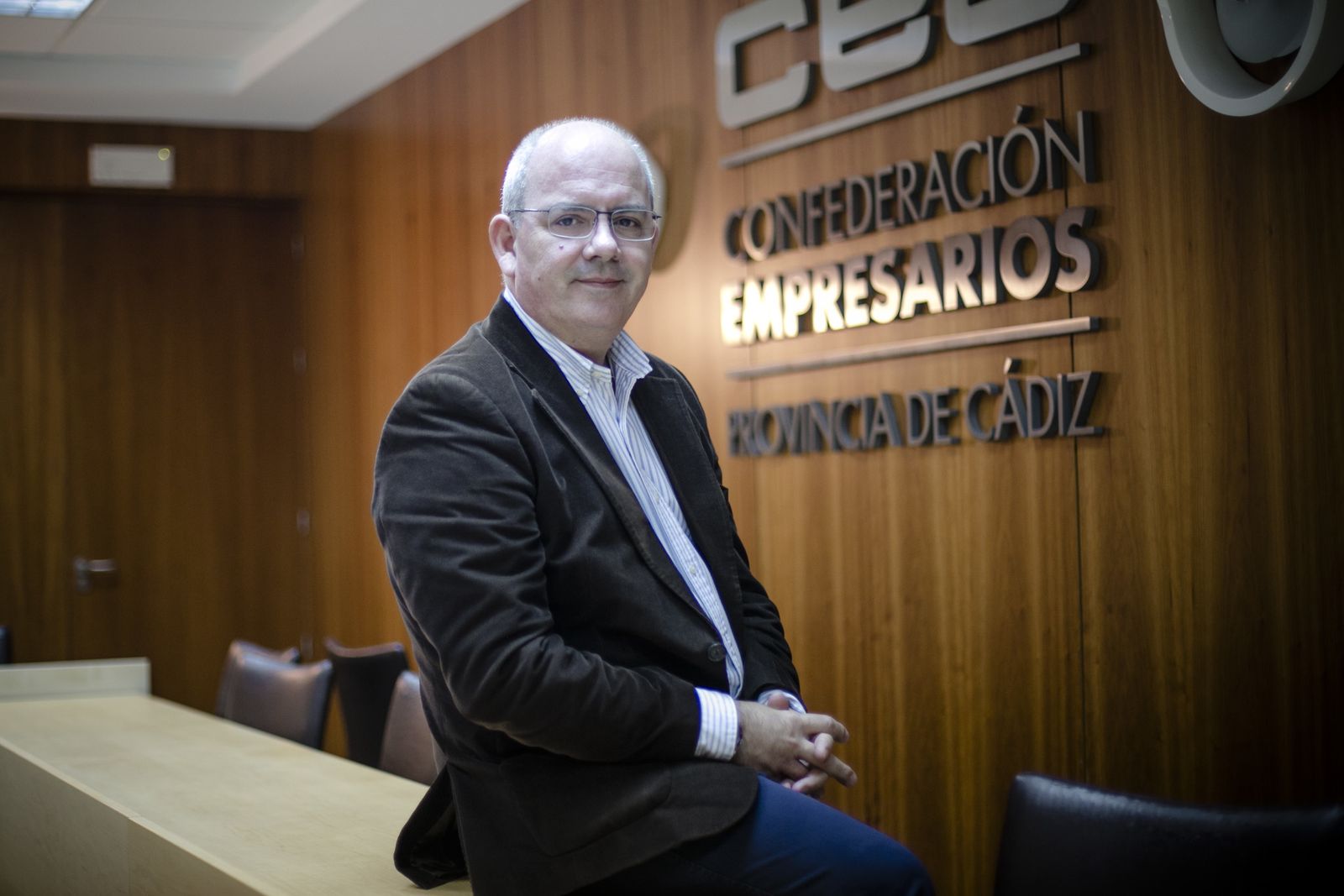 El presidente de los empresarios gaditanos, durante la entrevista.